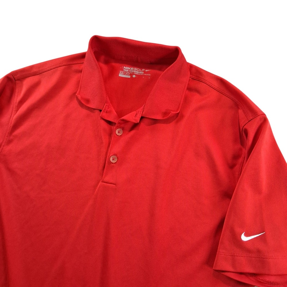 Nike Golf Polo Shirt Mens Large Solid Red Performance Dri-FIT Short Sleeve